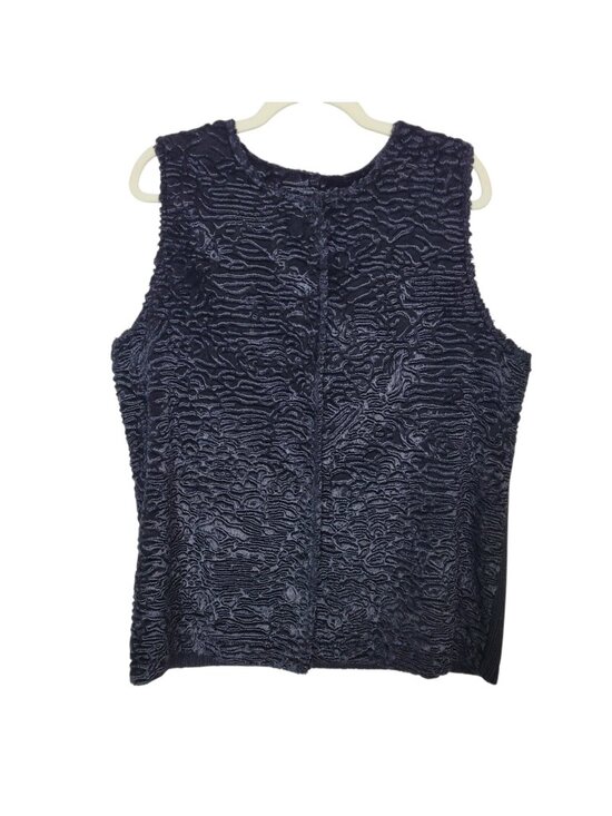 Adrianna Pappell Jackets & Blazers - Adrianna Pappell Textured Faux Fur Vest Knit Sweater Back Women's Large Black